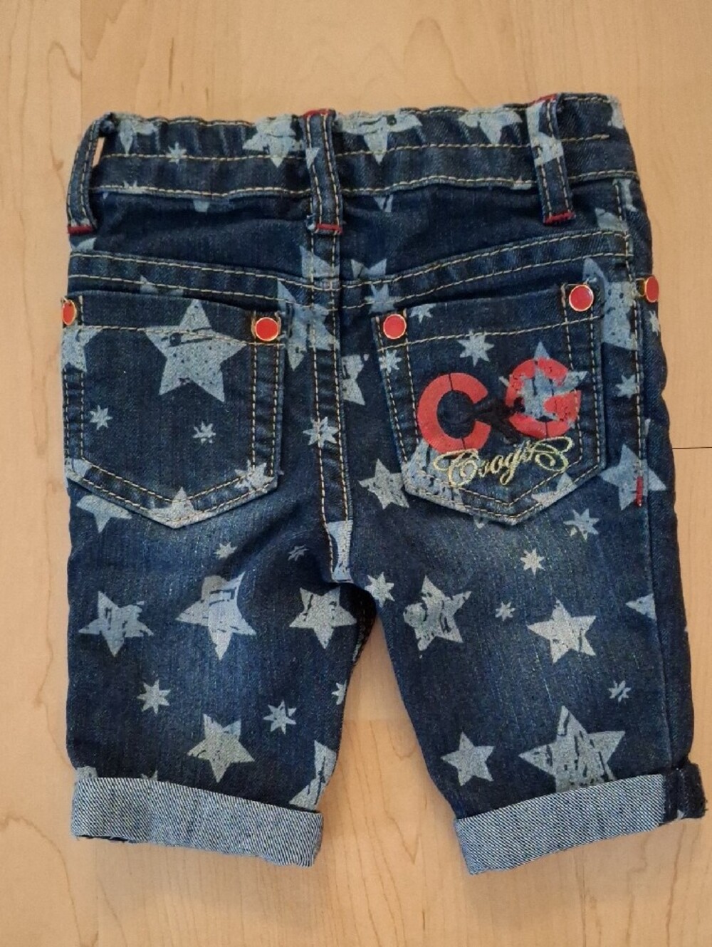 COOGI Star Print Kids Blue Denim Jean Shorts Size 12m - Picture 2 of 10